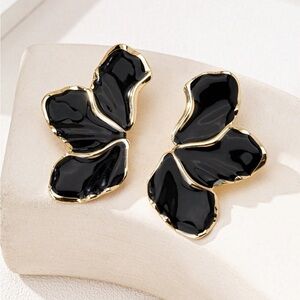 Elegant Black and Gold Butterfly Earrings